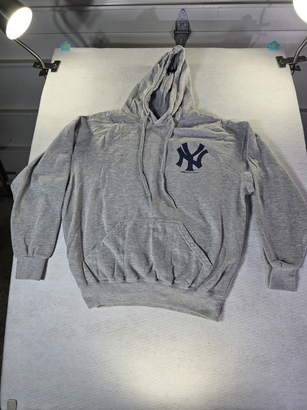 Gray Pullover Hoodie with Yankee Logo Size L From Stitches